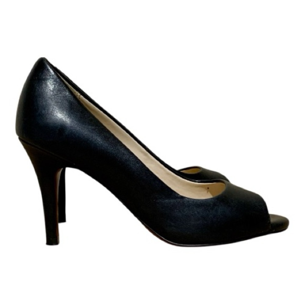 Cole Haan Black Vegan Leather Peep-Toe Heels